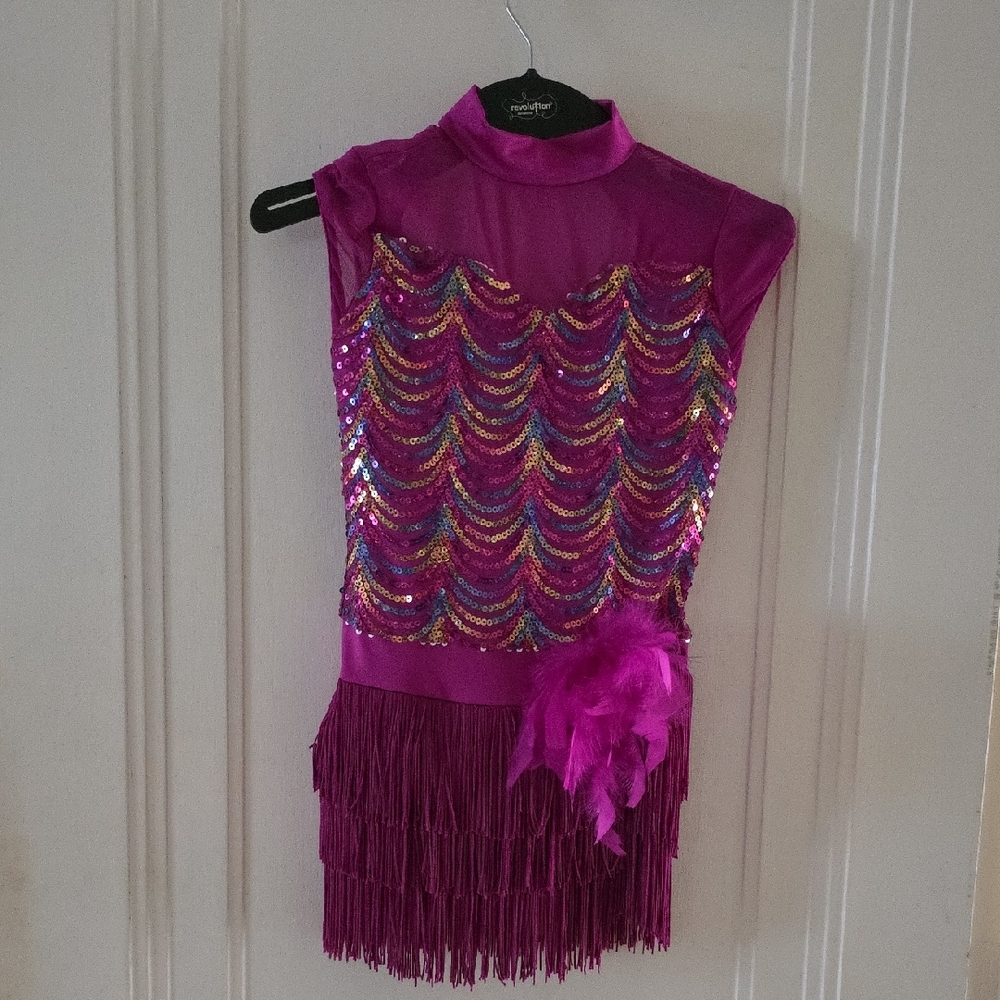 Purple Sequin Fringe Kids Costume